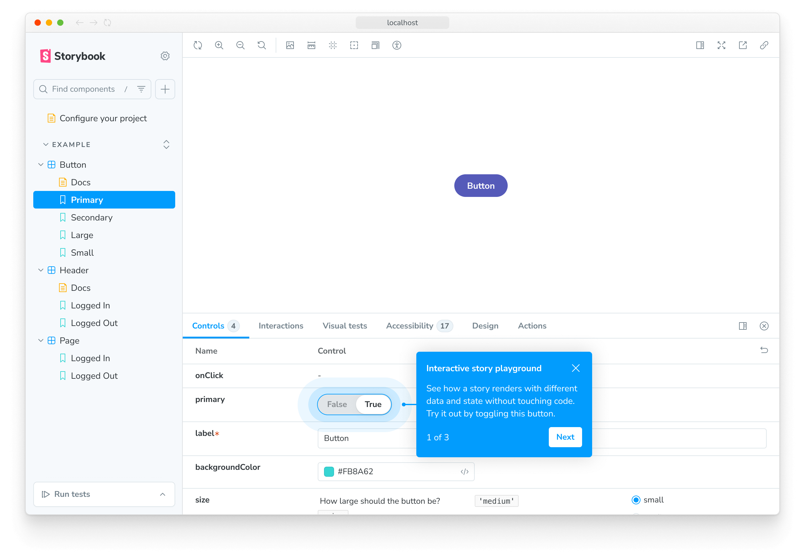 Storybook onboarding